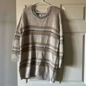 women’s navy gold and creme sweater